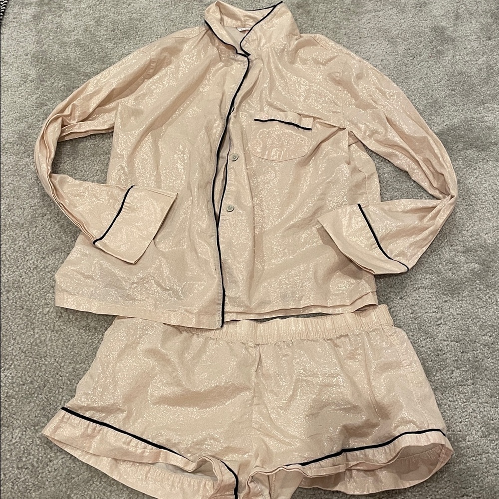 Victoria's Secret Cream Shimmer Pajama Set